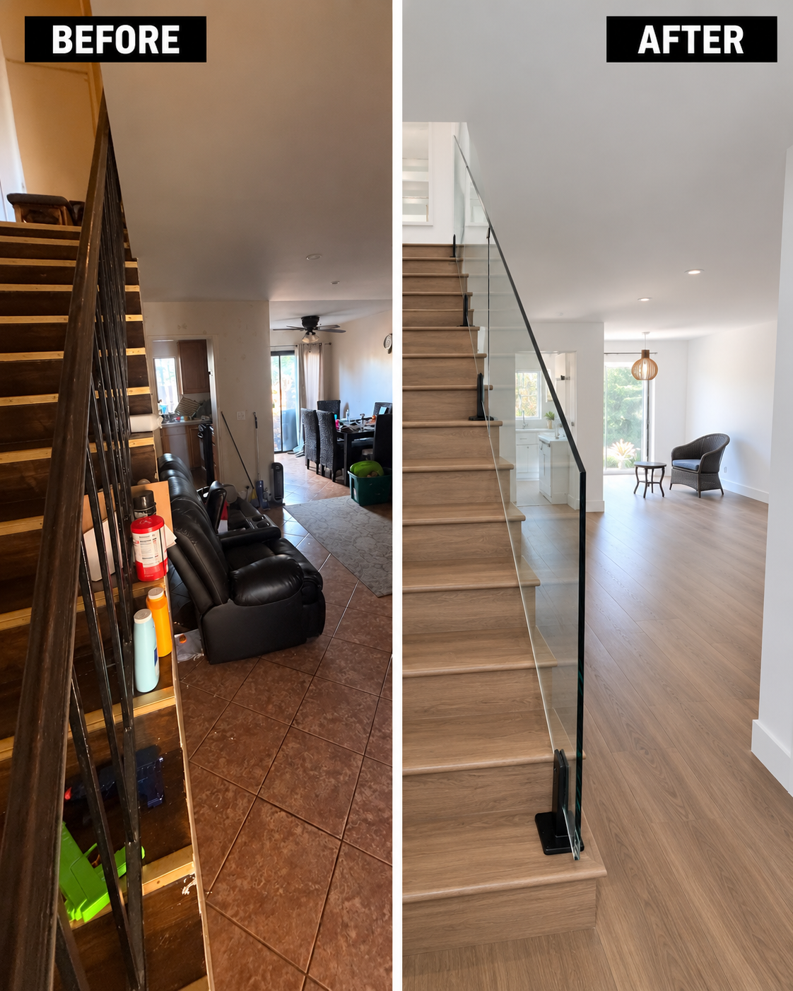 Staircase & Flooring before and after project by Igor